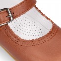 New Extra soft Nappa Leather Mary Jane shoes with buckle fastening in COWHIDE color.