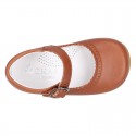 New Extra soft Nappa Leather Mary Jane shoes with buckle fastening in COWHIDE color.