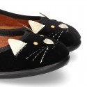 New Stylized velvet canvas little Mary Jane shoes with buckle fastening.