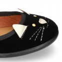 New Stylized velvet canvas little Mary Jane shoes with buckle fastening.