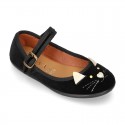 New Stylized velvet canvas little Mary Jane shoes with buckle fastening.