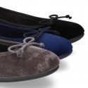 New Ballet flat shoes with bow in VELVET.