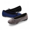 New Ballet flat shoes with bow in VELVET.