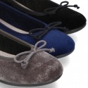 New Ballet flat shoes with bow in VELVET.