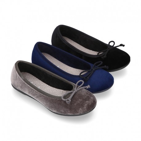 New Ballet flat shoes with bow in VELVET.