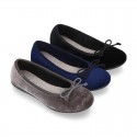 New Ballet flat shoes with bow in VELVET.