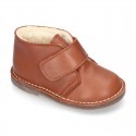 EXTRA SOFT Nappa leather Safari boots with velcro strap and fake hair lining.