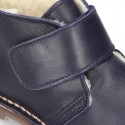 EXTRA SOFT Nappa leather Safari boots with velcro strap and fake hair lining.