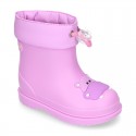 Little HIPPO Rain boots design with adjustable neck for little kids.