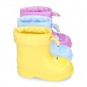 Little HIPPO Rain boots design with adjustable neck for little kids.