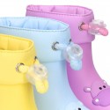 Little HIPPO Rain boots design with adjustable neck for little kids.