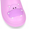 Little HIPPO Rain boots design with adjustable neck for little kids.