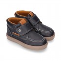 MOCCASIN Ankle boot shoes tennis style with velcro strap in NAPPA leather.