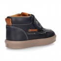 MOCCASIN Ankle boot shoes tennis style with velcro strap in NAPPA leather.