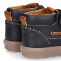 MOCCASIN Ankle boot shoes tennis style with velcro strap in NAPPA leather.