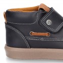 MOCCASIN Ankle boot shoes tennis style with velcro strap in NAPPA leather.