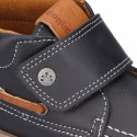 MOCCASIN Ankle boot shoes tennis style with velcro strap in NAPPA leather.