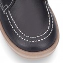 MOCCASIN Ankle boot shoes tennis style with velcro strap in NAPPA leather.