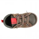 CAMOUFLAGE design Ankle boot shoes tennis style with zipper and elastic shoelaces in NAPPA leather.