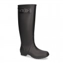 Knee High Rain boot shoes in matt colors and large sizes.