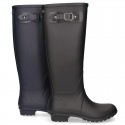 Knee High Rain boot shoes in matt colors and large sizes.