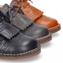 VINTAGE Nappa leather Laces up shoes with tab fringed design.