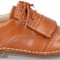 VINTAGE Nappa leather Laces up shoes with tab fringed design.