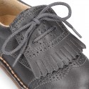 VINTAGE Nappa leather Laces up shoes with tab fringed design.