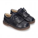 VINTAGE Nappa leather Laces up shoes with tab fringed design.