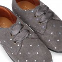 Laces up shoes in PUNTI suede leather for kids.
