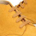 New MUSTARD suede leather Ankle boots with toe cap.