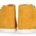 New MUSTARD suede leather Ankle boots with toe cap.