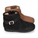 New girl Ankle boot shoes with BUCKLE design in Serratex autumn-winter canvas.