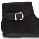 New girl Ankle boot shoes with BUCKLE design in Serratex autumn-winter canvas.