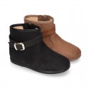 New girl Ankle boot shoes with BUCKLE design in Serratex autumn-winter canvas.