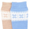 CHILDREN´S CLASSIC BORDER EMBROIDERY KNEE-HIGH WARM SOCKS BY CONDOR.