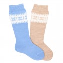 CHILDREN´S CLASSIC BORDER EMBROIDERY KNEE-HIGH WARM SOCKS BY CONDOR.