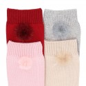 CHILDREN´S CLASSIC KNEE-HIGH SOCKS WITH FAUX FUR POMPIM BY CONDOR.