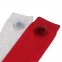 CHILDREN´S CLASSIC KNEE-HIGH SOCKS WITH FAUX FUR POMPIM BY CONDOR.