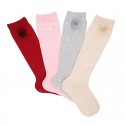 CHILDREN´S CLASSIC KNEE-HIGH SOCKS WITH FAUX FUR POMPIM BY CONDOR.