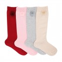 CHILDREN´S CLASSIC KNEE-HIGH SOCKS WITH FAUX FUR POMPIM BY CONDOR.