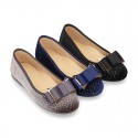 Autumn winter SHINY velvet canvas Ballet flats with big bow.