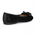 Autumn winter SHINY velvet canvas Ballet flats with big bow.