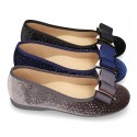 Autumn winter SHINY velvet canvas Ballet flats with big bow.