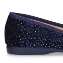 Autumn winter SHINY velvet canvas Ballet flats with big bow.