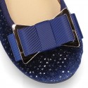 Autumn winter SHINY velvet canvas Ballet flats with big bow.