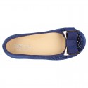 Autumn winter SHINY velvet canvas Ballet flats with big bow.