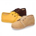 New Autumn winter canvas laces up shoes with ties closure in seasonal colors.