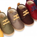 Autumn winter canvas casual ankle boots with fake hair lining.