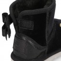 Black velvet Boot shoes Australian style with CAT design and fake hair lining.